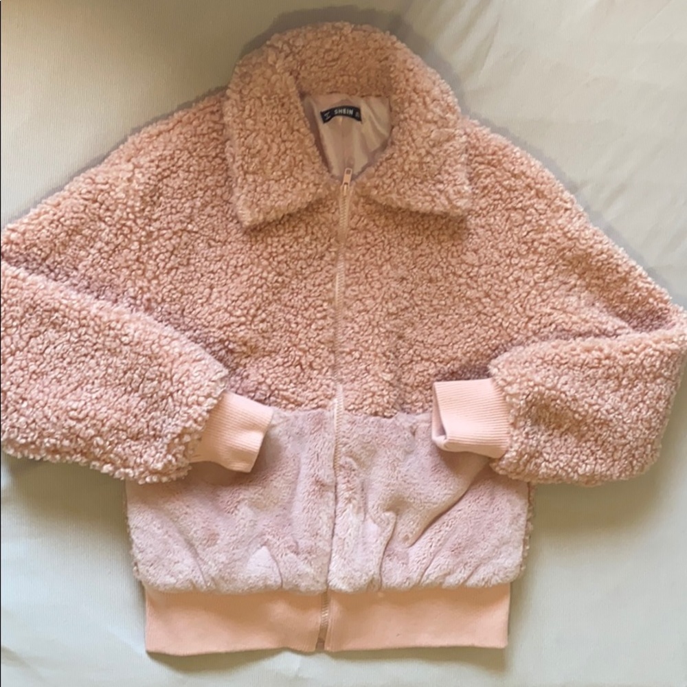 Pink teddy coat